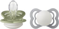 BIBS - Set 2 suzete Supreme Fosforescente GLOW Silicon, tetina simetrica, 0 luni + (SETSUPREMESILICONEGLOW1)