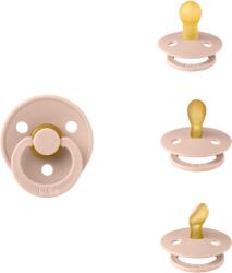 BIBS - Set 3 suzete Colour Latex, tetina rotunda, simetrica & anatomica 0 luni +-Blush (81342)