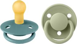 BIBS - Set 2 suzete De Lux Latex, tetina rotunda, 0 luni +-Island Sea/Sage (180226)