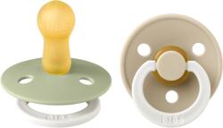 BIBS - Set 2 suzete fosforescente Colour Glow Latex, tetina rotunda, 6 luni +-Sage/Vanilla (120409)