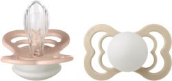 BIBS - Set 2 suzete Supreme Fosforescente GLOW Silicon, tetina simetrica, 6 luni +-Blush/Vanilla (260357)