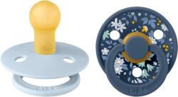 BIBS x LIBERTY - Set 2 suzete Colour Chamomile Lawn Latex, tetina rotunda, 0 luni+-Baby Blue/Steel Blue (11012102)