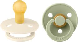 BIBS - Set 2 suzete Colour Latex, tetina rotunda, 0 luni +-Ivory/Sage (110241)