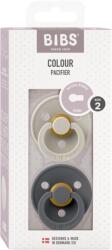 BIBS - Set 2 suzete Colour Latex, tetina rotunda, 6 luni +-Sand/Iron (120381)