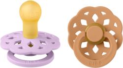 BIBS - Set 2 suzete Boheme Latex, tetina rotunda, 0 luni +-Violet Sky/Pumpkin (230137)