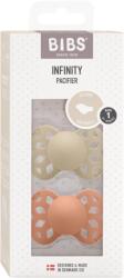 BIBS - Set 2 suzete Infinity Silicon, tetina anatomica, 0 luni +-Vanilla/Peach (165109)