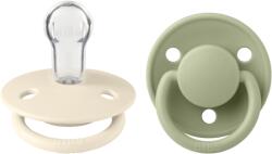 BIBS - Set 2 suzete De Lux Silicon, tetina rotunda, marime universala-Ivory/Sage (150223)