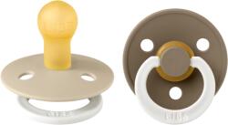 BIBS - Set 2 suzete fosforescente Colour Glow Latex, tetina rotunda, 0 luni +-Vanilla/Dark Oak (110244)