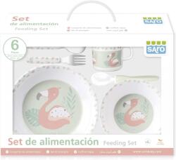 Saro Baby Set Alimentatie Flamingo Party 6piese (5182) - bebes Set pentru masa bebelusi
