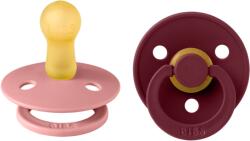BIBS - Set 2 suzete Colour Latex, tetina rotunda, 6 luni +-Dusty Pink/Elderberry (120433)