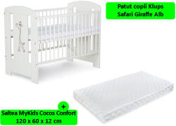 Klups Patut Klups Safari Giraffe Alb + Saltea Confort II 12