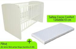 Klups Patut KLUPS Karolina II Alb + Saltea 10 MyKids Confort II - bebes