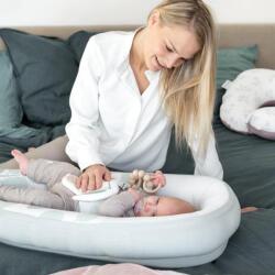 Doomoo - Baby Nest din bumbac organic Cocoon Leaves Aqua Green (CO08)