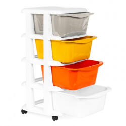 ModernHOME Raft pe roti cu 4 compartimente pentru depozitarea jucariilor ModernHome - Multicolor (ed-EDIPJJCBS0012-04A)