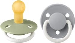 BIBS - Set 2 suzete Fosforescente De Lux Glow Latex, tetina rotunda, 0 luni +-Sage/Cloud (180217)