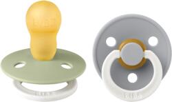 BIBS - Set 2 suzete fosforescente Colour Glow Latex, tetina rotunda, 18 luni +-Sage/Cloud (130267)