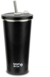 NAVA Cana termica cu pai din otel inoxidabil, Nava We care, 500 ml, negru (10-110-045)