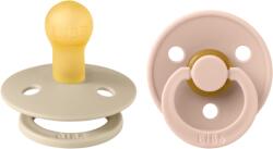 BIBS - Set 2 suzete Colour Latex, tetina rotunda, 0 luni +-Vanilla/Blush (110213)