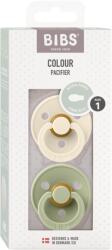 BIBS - Set 2 suzete Colour Latex, tetina simetrica, 6 luni +-Ivory/Sage (2221416)