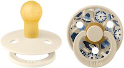 BIBS x LIBERTY - Set 2 suzete Colour Bobo Latex, tetina rotunda, 0 luni+-Ivory/Vanilla (11020101)