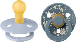 BIBS x LIBERTY - Set 2 suzete Colour Capel Latex, tetina rotunda, 0 luni+-Dusty Blue/Petrol (11010104)