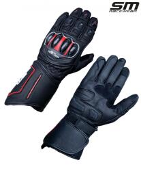 SM Racewear Manusi moto din piele naturala SM Racewear Blade Long - Barbati - Sport Touring - Cu protectii si ventilatie eficienta - Negru Rosu (MPB042-SR)