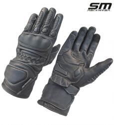 SM Racewear Manusi moto din piele naturala SM Racewear Road - Barbati - Sport Touring - Cu protectii monturi, degete si antebrat - Aderenta excelenta - Negru (MPR011-S)