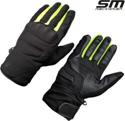 SM Racewear Manusi moto din piele si material textil SM Racewear Vulcano Waterproof - Impermeabile si calduroase - Potrivite si pentru ski sau vreme rece - Negru (MPV045-MNE)
