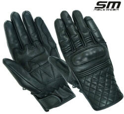 SM Racewear Manusi moto din piele naturala SM Racewear Rambler - Barbati - Urban Touring - Protectii CE - Negru (MPR047-XXL)