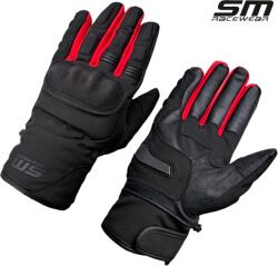SM Racewear Manusi moto din piele si material textil SM Racewear Vulcano Waterproof - Impermeabile si calduroase - Potrivite si pentru ski sau vreme rece - Negru (MPV045-SR)