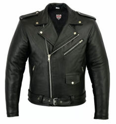 SM Racewear Geaca moto SM Racewear Classic Chopper - Piele naturala moale, Protectii CE coate umeri spate, Captuseala detasabila, Fermoare metalice (GPC078-L)