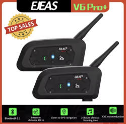 EJEAS Sistem de comunicare moto EJEAS V6 Pro Plus 2025 - Bluetooth 5.1- 6 intercomuri - Waterproof IP67 - Incarcare USB-C (00001793)