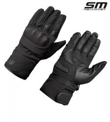 SM Racewear Manusi moto din piele si material textil SM Racewear Vulcano Waterproof - Impermeabile si calduroase - Potrivite si pentru ski sau vreme rece - Negru (MPV045-XLN)