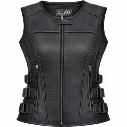 SM Racewear Vesta moto din piele naturala perforata SM Racewear Venti - Femei - Urban - Reglaje Velcro si fermoare metalice - Negru (VPV094-S)
