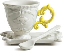 Seletti Ceașcă pentru cafea I-Coffee galbenă cu farfurioară și linguriță (09859gia)