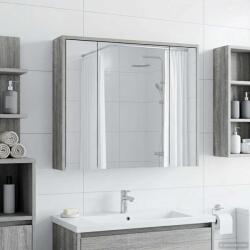 vidaXL Шкаф с огледало за баня Сив Сонома 73, 5 x 16 x 62, 5 см (889172)