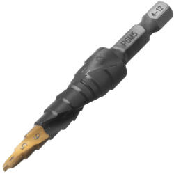 Denzel 4-12 mm lépcsősfúró M2 hatlap, bitbefogású, P6M5 acél, Titán- nitrid bevonat (7236027)