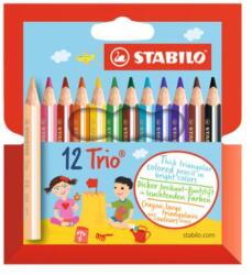 STABILO Trio zsírkréták, vastagok és rövidek, karton csomagolásban, 12 db