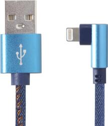 Gembird Premium jeans denim Type-C USB 8-pin cable with metal connectors 1m blue angled (CC-USB2J-AMLML-1M-BL) - pcone