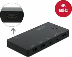 Delock Switch KVM Comutator KVM HDMI/USB-C 4K 60Hz Negru (11477)