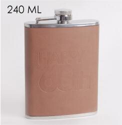 Iris Barcelona laposüveg, rozsdamentes acél, "happy 60th - boldog 60-at" felirat, barna műbőr 240ml 202095 (202095)