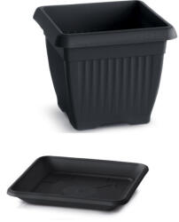 Prosperplast Virágcserép Alátéttel Négyszög. Antracit Dkwt37, Pkwt34-S433 - 370X300X370 mm