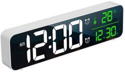 WPOWER LED-es digitális ébresztőóra - fehér ház, zöld LED kijelző, hőmérséklet- és dátumkijelzés (SUNS0213-WGR)