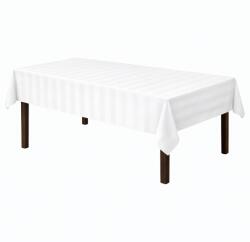 H Hotel Supplier Elite Classic Hotel Supplier 4 személyes terítő, 300x150 cm, 80% pamut, damaszt anyag, 165 GSM, TC250, csíkszélesség 2, 7 cm, Fehér
