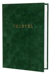  Oklevéltartó, A4, exkluzív, plüss, aranyozva, zöld (ISKE177) - tutitinta