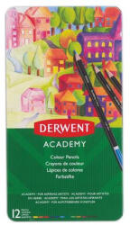 Derwent Színes ceruza készlet, fém doboz, DERWENT "Academy", 12 különböző szín (E2301937)