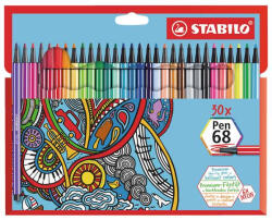 STABILO Filctoll készlet, 1 mm, STABILO "Pen 68", 30 különböző szín (TST68307) - tutitinta