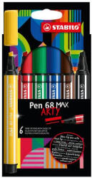 STABILO Filctoll készlet, 1-5 mm, vágott hegy, STABILO "Pen 68 MAX", 6 különböző szín (TST7680621) - tutitinta