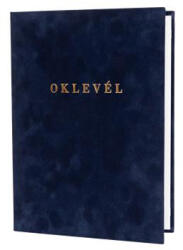  Oklevéltartó, A4, exkluzív, plüss, aranyozva, kék (ISKE176) - tutitinta