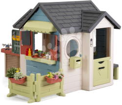 Smoby Căsuță restaurant cu gard de grădină Chef House Life Smoby cu bucătărie extensibilă, cu filtru UV, de la 24 luni (SM810307-Y) Casuta pentru copii